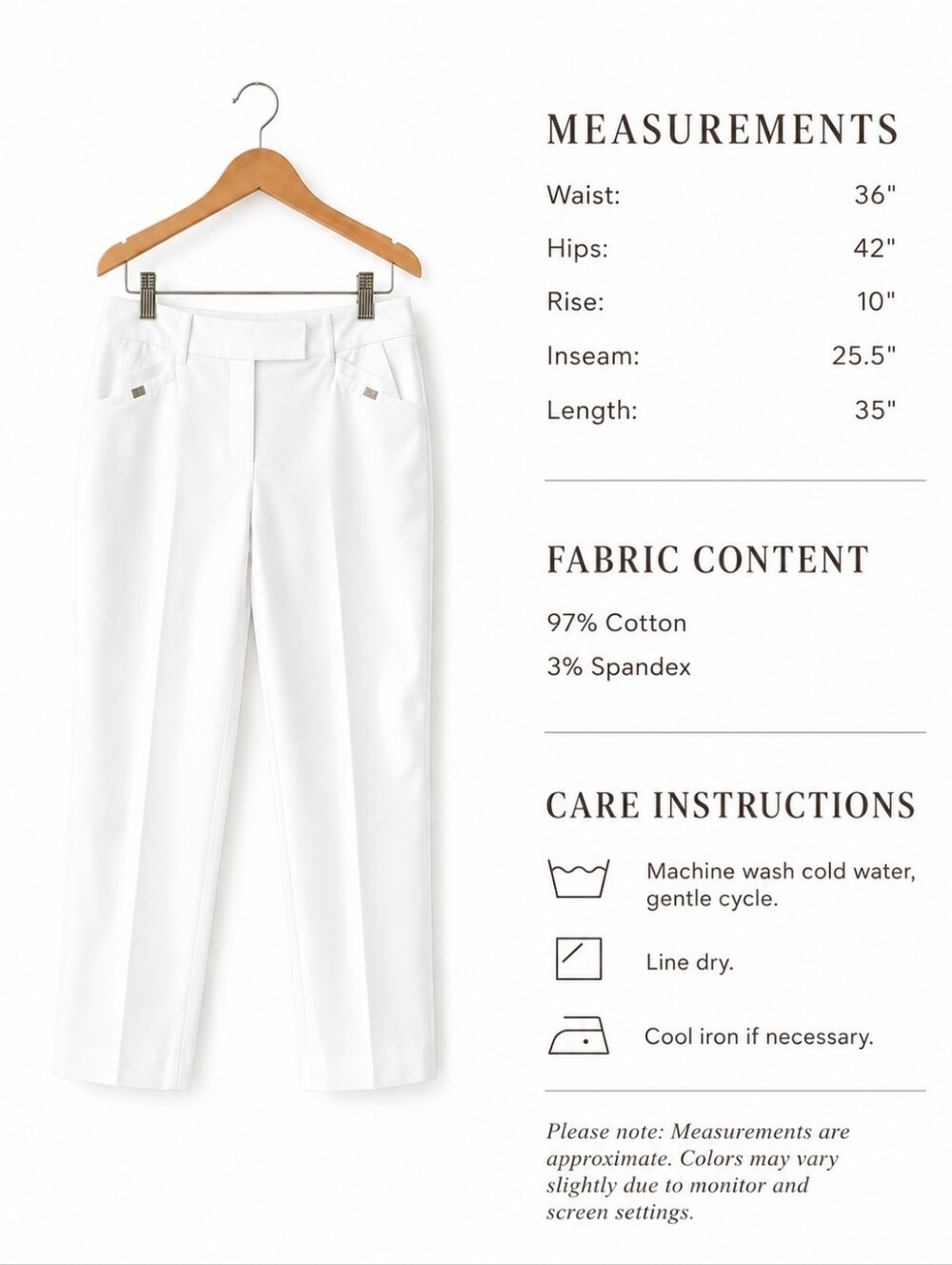 Anne Klein White Cropped Straight-Leg Pants | Size 12 - Picture 6 of 7